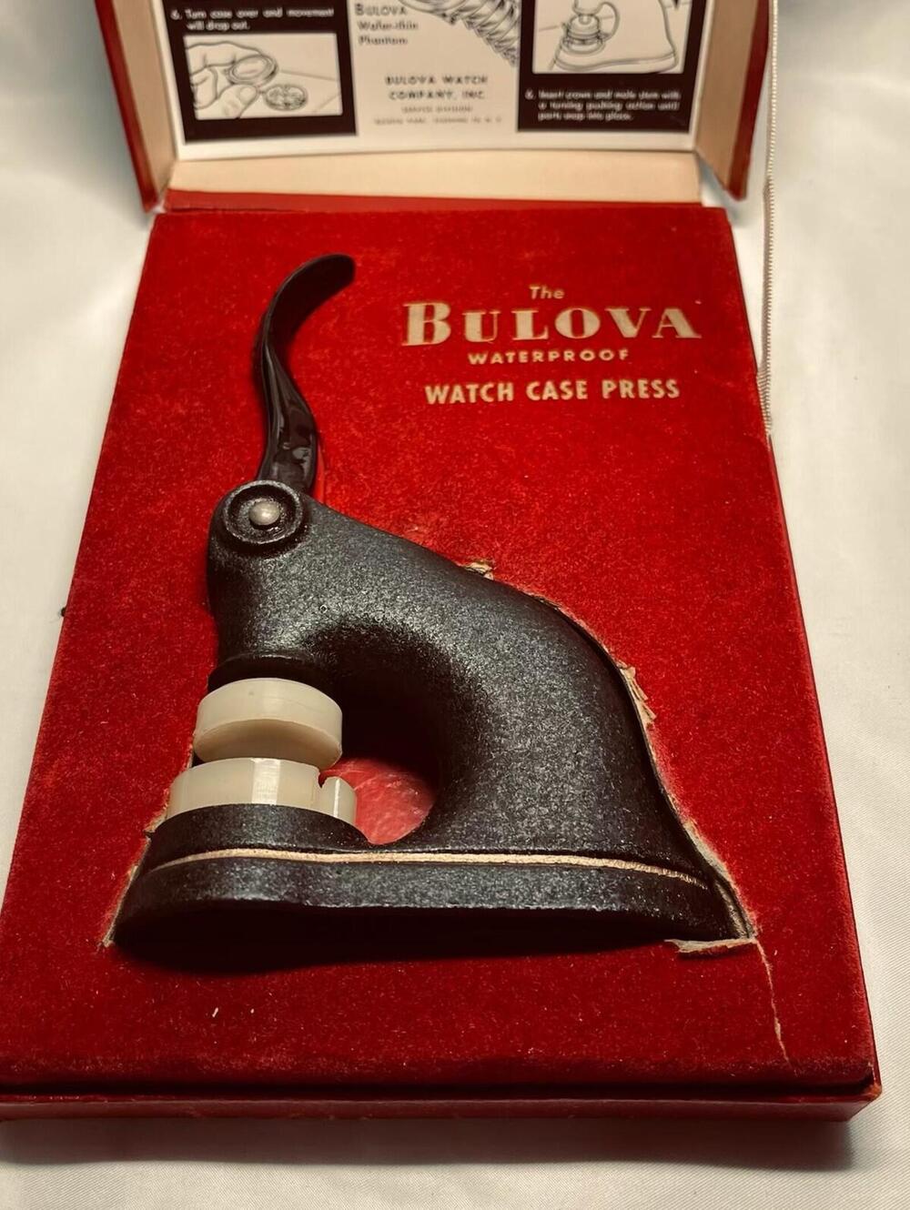 Vintage Bulova Waterproof Watch Case Press Tool Original Box Watchmaker Repair